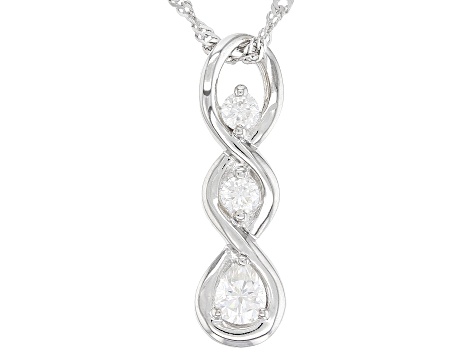 Moissanite Platineve Drop Pendant .63ct DEW