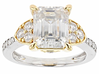 Moissanite platineve and 14k yellow gold over sterling silver 4.15ctw DEW.