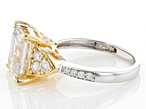 Moissanite platineve and 14k yellow gold over sterling silver 4.15ctw DEW.