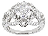 Moissanite platineve crossover ring 3.84ctw DEW