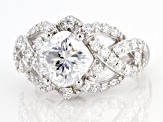 Moissanite platineve crossover ring 3.84ctw DEW