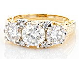 Moissanite 14k yellow gold over sterling silver ring 2.88ctw DEW.