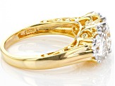 Moissanite 14k yellow gold over sterling silver ring 2.88ctw DEW.