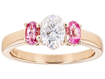 Picture of Moissanite and pink spinel 14k rose gold over sterling silver ring .90ct DEW.