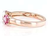 Moissanite and pink spinel 14k rose gold over sterling silver ring .90ct DEW.