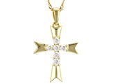 Moissanite 14k Yellow Gold Over Sterling Silver Cross Pendant .60ctw DEW.