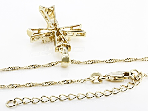 Moissanite 14k Yellow Gold Over Sterling Silver Cross Pendant .60ctw DEW.