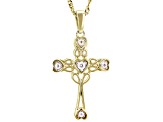 Moissanite 14k Yellow Gold Over Sterling Silver Cross Pendant .18ctw DEW.