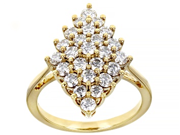 Picture of Moissanite 14k Yellow Gold Over Sterling Silver Cluster Ring 1.42ctw DEW.