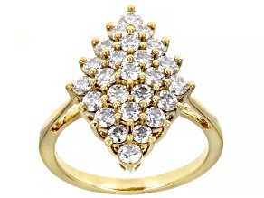 Moissanite 14k Yellow Gold Over Sterling Silver Cluster Ring 1.42ctw DEW.