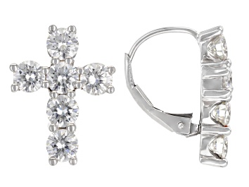 Picture of Moissanite Platineve Cross Earrings 2.76ctw DEW.