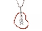 Moissanite Platineve And 14k Rose Gold Over Sterling Silver Heart Pendant .39ctw DEW.