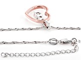 Moissanite Platineve And 14k Rose Gold Over Sterling Silver Heart Pendant .39ctw DEW.