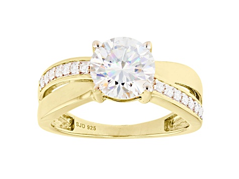 Moissanite 14k Yellow Gold Over Sterling Silver Crossover 2.04ctw DEW.