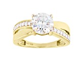 Moissanite 14k Yellow Gold Over Sterling Silver Crossover 2.04ctw DEW.