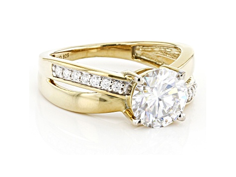 Moissanite 14k Yellow Gold Over Sterling Silver Crossover 2.04ctw DEW.