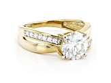 Moissanite 14k Yellow Gold Over Sterling Silver Crossover 2.04ctw DEW.