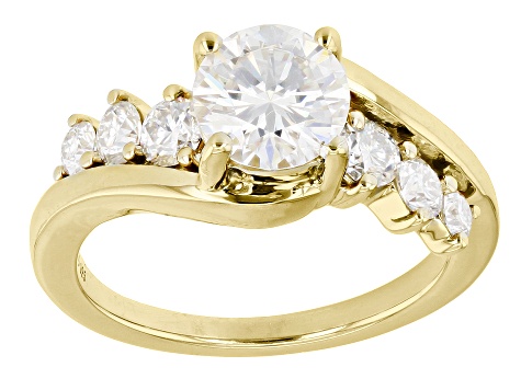 Moissanite 14k Yellow Gold Over Sterling Silver Bypass 1.78ctw DEW.