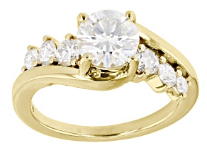 Moissanite 14k Yellow Gold Over Sterling Silver Bypass 1.78ctw DEW.