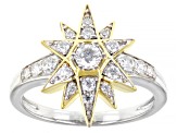 Moissanite Platineve and 14k Yellow Gold Over Sterling Silver Ring .62ctw DEW.
