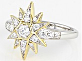 Moissanite Platineve and 14k Yellow Gold Over Sterling Silver Ring .62ctw DEW.