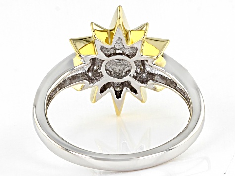 Moissanite Platineve and 14k Yellow Gold Over Sterling Silver Ring .62ctw DEW.