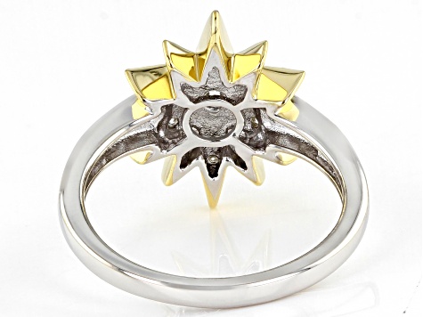 Moissanite Platineve and 14k Yellow Gold Over Sterling Silver Ring .62ctw DEW.