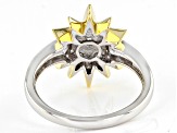 Moissanite Platineve and 14k Yellow Gold Over Sterling Silver Ring .62ctw DEW.