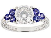 Moissanite and Tanzanite Platineve Ring 2.10ct DEW.