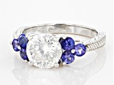 Moissanite and Tanzanite Platineve Ring 2.10ct DEW.