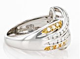 Moissanite Platineve And 14k Yellow Gold Flash Plating Over Silver Ring 1.18ctw DEW.
