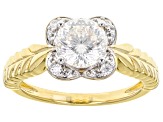 Moissanite 14k Yellow Gold Over Sterling Silver Ring 1.43ctw DEW.