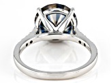 Blue and Colorless Moissanite Platineve Ring 4.95ctw DEW.