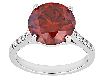 Picture of Red and Colorless Moissanite Platineve Ring 4.95ctw DEW.