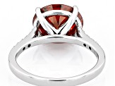 Red and Colorless Moissanite Platineve Ring 4.95ctw DEW.