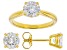 Moissanite 14k Yellow Gold Over Silver Ring And Stud Earrings Jewelry Set 3.60ctw DEW