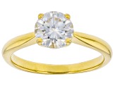 Moissanite 14k Yellow Gold Over Silver Ring And Stud Earrings Jewelry Set 3.60ctw DEW