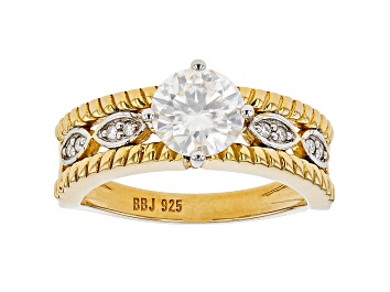 Picture of Moissanite 14k Yellow Gold Over Silver Ring 1.28ctw DEW