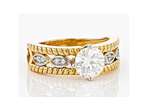 Moissanite 14k Yellow Gold Over Silver Ring 1.28ctw DEW