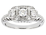 Moissanite Platineve Vintage Ring .47ctw DEW