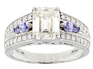Picture of Moissanite And Tanzanite Platineve Ring 2.03ctw