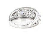 Moissanite And Tanzanite Platineve Ring .87ctw DEW.