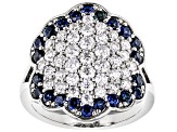 Moissanite And Blue Sapphire Platineve Ring 1.31ctw