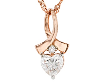 Picture of Moissanite 14k Rose Gold Over Sterling Silver heart Pendant 1.03ctw DEW