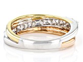 Moissanite platineve with 14k rose and yellow gold over sterling silver ring .66ctw DEW.