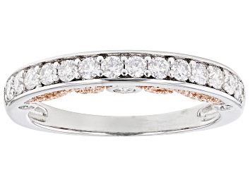Picture of Moissanite Platineve and 14k rose gold over sterling silver band .56ctw DEW