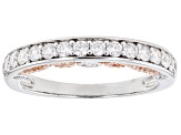 Moissanite Platineve and 14k rose gold over sterling silver band .56ctw DEW