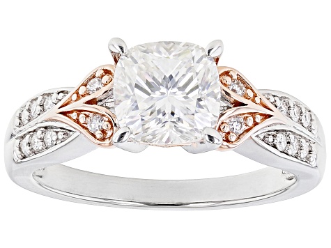 Moissanite Platineve and 14k rose gold over sterling silver ring 1.86ctw DEW