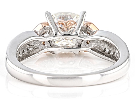 Moissanite Platineve and 14k rose gold over sterling silver ring 1.86ctw DEW