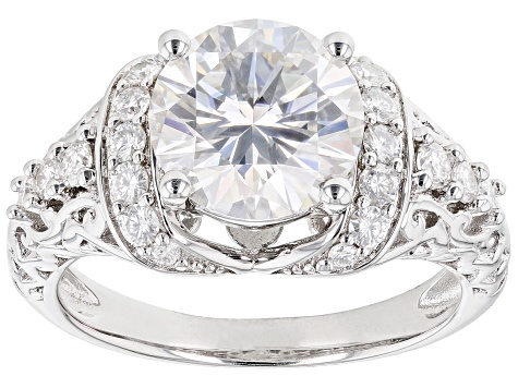 Moissanite Platineve Ring 3.20ctw DEW